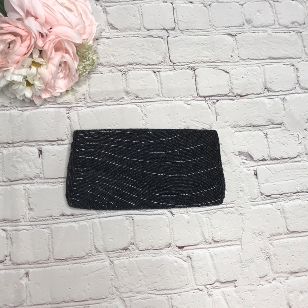 Small Black Beaded Clutch